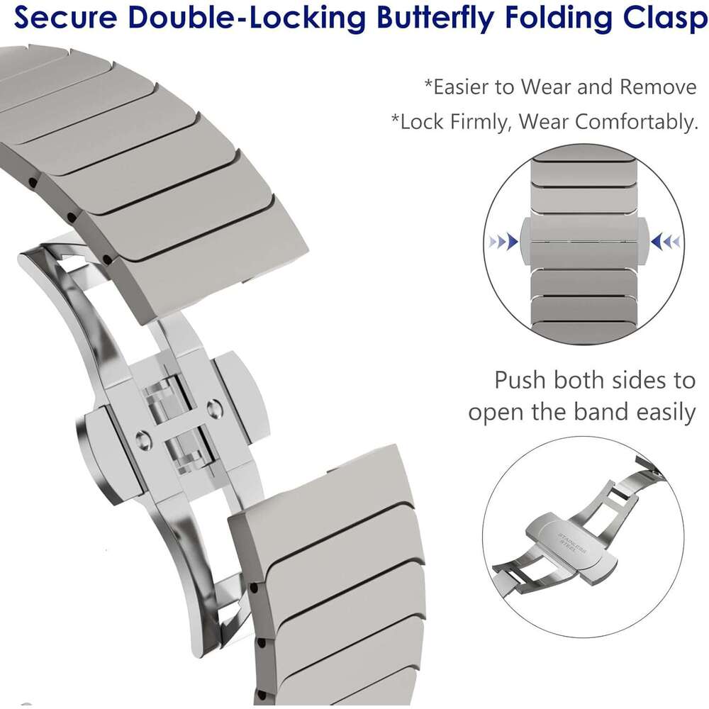 Compatible with Watch Ultra 49mm 46mm 45mm 44mm 42mm 10 9 8 7 Men's Stainless Steel Metal Band Suitable for Apple iWatch SE Series 6 5 4 3 2 1