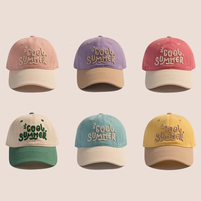 Contrasting Color Children Baseball Hat Kids Sun Shading Duck Tongue Cap Fashion Embroidery Baby Duckbill Hats 2-7Year Boys Girl 250528