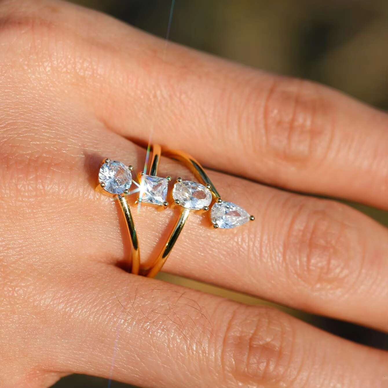 For Hot Sale S925 Silver Multi-Shaped Moissanite Ring Elegant Fashion Design
