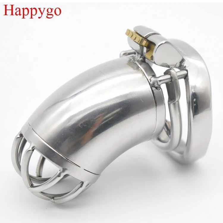 Happygo Stainless Steel Stealth Lock Male Chastity Device with Anti-Shedding Ring Cock Cage Penis Ring A272-1 z250528