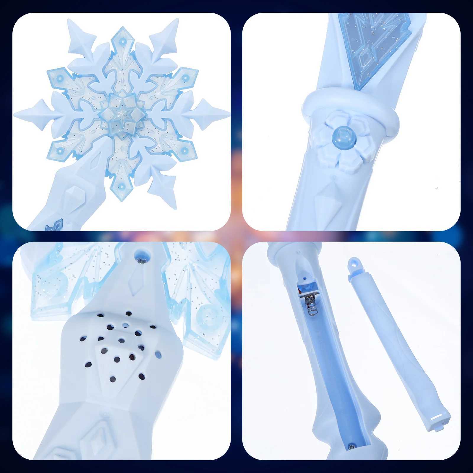 Light Up Glow Snowflake Wand for Kids Girl Princess Queen Cosplay Glowing Scepter cane Light Up Snowflake Wand Toys kids party Gifts W250528