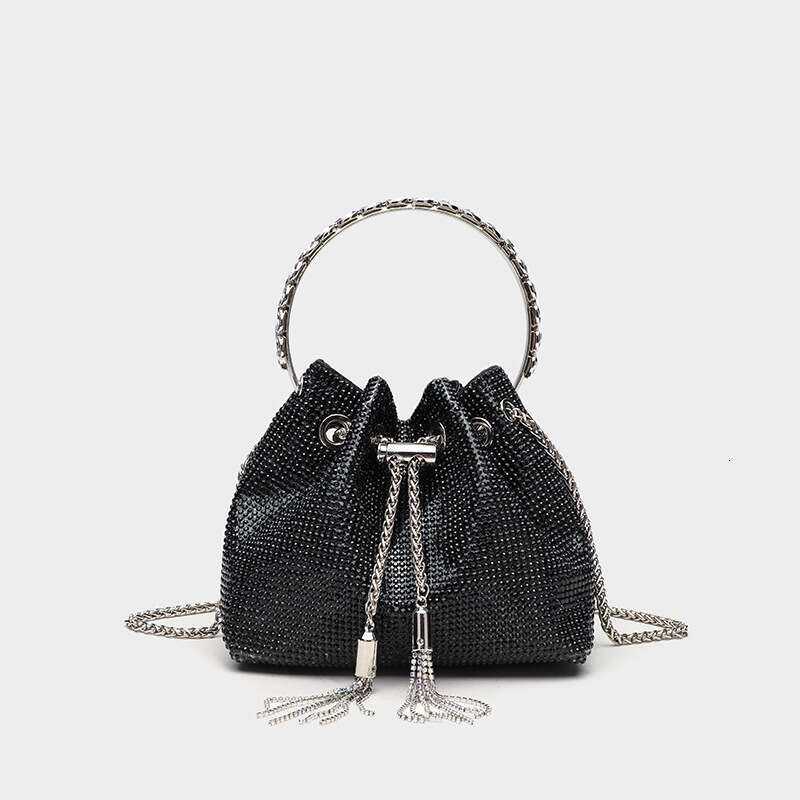 Summer New Rhinestone Shiny Inlaid Diamond Bucket Niche Light Luxury Crossbody Handbag Evening Bag