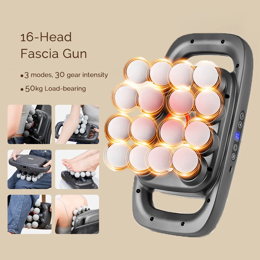 16-Head Fascia Gun High-Frequency Vibration Body Massage Gun Back and Waist Massager Neck Shoulder Massager Muscle masajeador 250519