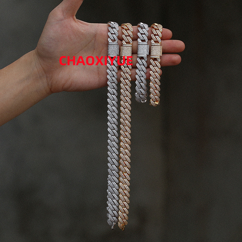 Fine Jewelry Necklaces Hip Hop Miami Cuban Chain Gold Plated Sterling Silver 925 Moissanite Iced Out Jewellery Jewlery Men Women
