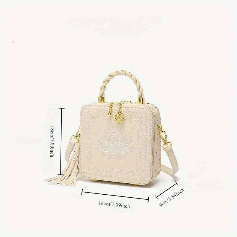 Fashionable Versatile Women's Crossbody Bag With Pu, Embroidery And Multilayer Design