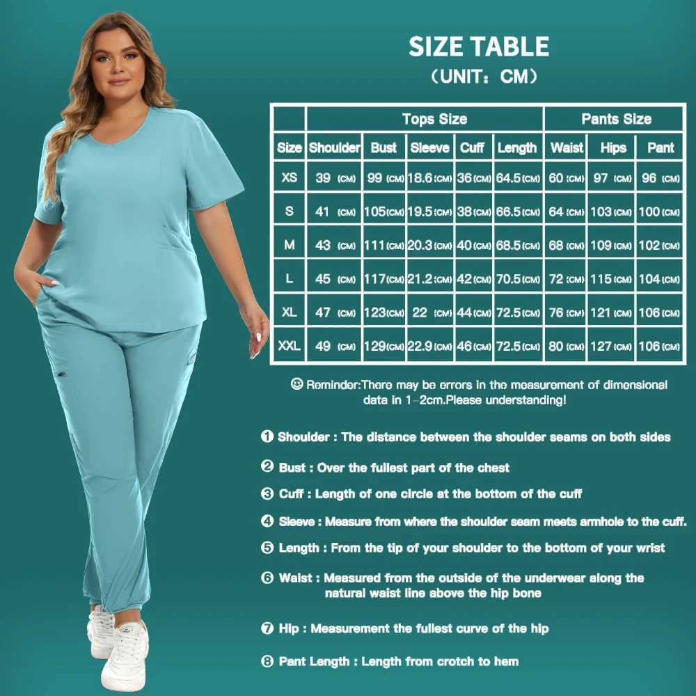 Medical Scrubs Set Women Stretch Work Uniforms Easy Fit Scrubs Tops Pants Jogger Set Hospital Nurse Uniform Dentist Overalls XXL X2505281