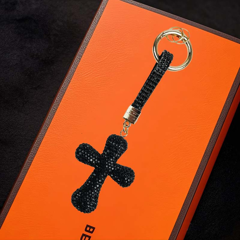 Bling Cross Keychain for Car Keys Rhinestone Crystal Key Ring Charm for Women & Men Black Silver Gift Accessories Bling Car Keychain