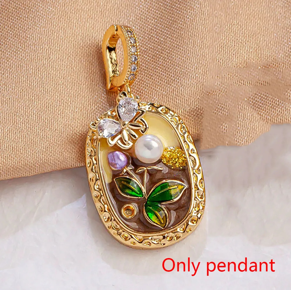 Natural Pearl flower Necklace Oil Painting DIY Pendant Fairy Oil Painting Pearl Flower DIY Pendant For Necklace Gifts Vintage 250520
