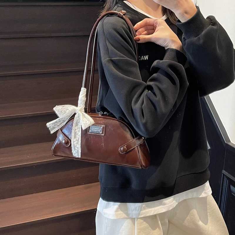 Women Small Underarm Bag PU Leather Bow Leisure Armpit Handbag Solid Color Travel Underarm Handbag Female Dating Bag Y250528