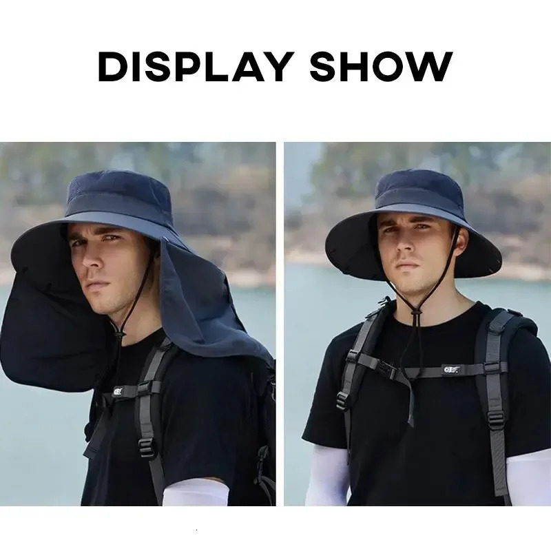 1/2/3PCS Summer Sunshade Fishing Cycling Cap Outdoor Sunscreen Face Covering Hat Oversized Brim Dual-purpose Fisherman Headwear 250523