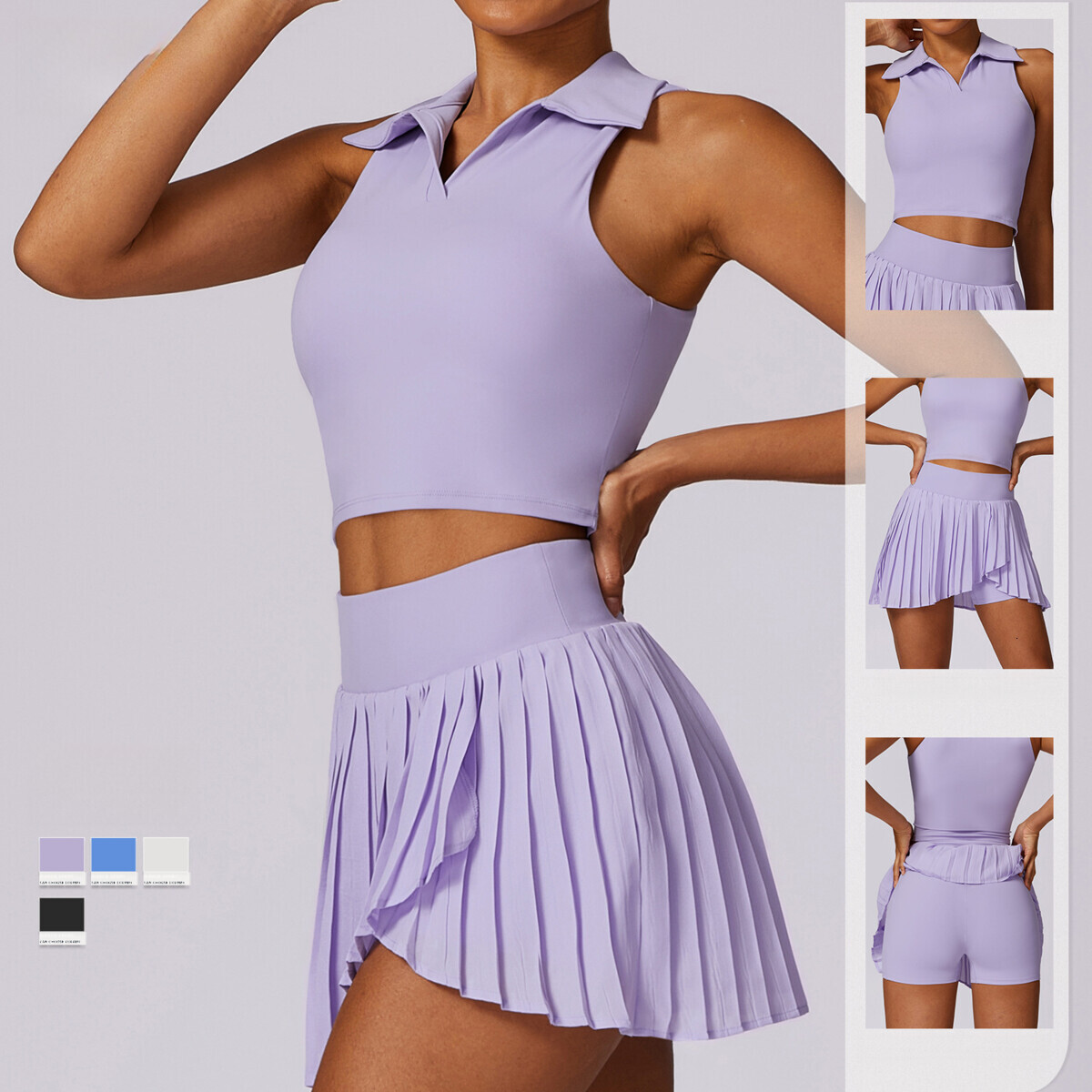 Women Workout Set Summer Outdoor Leisure T Shirt Running Sports Fitness Breathable Yoga Nude Tennis Suit Pilates Set