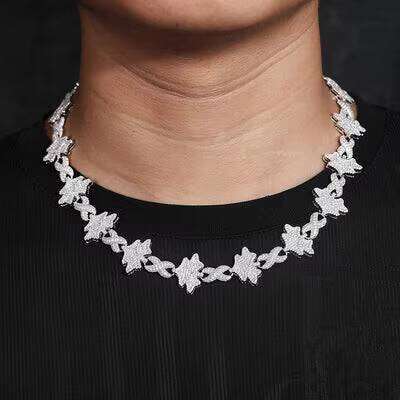 Solid Sliver Moissanite Necklace Flower Bracelets Chains for Men Plated White Gold Women Fine Jewelry with Certificates