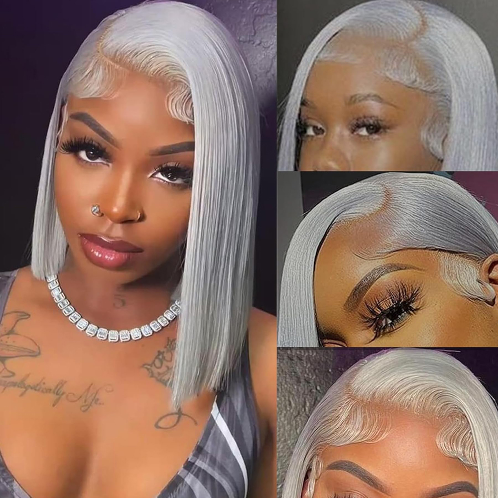 Short Wig Pink Look Like Human Hair Short Bob Glueless Bob With Baby Hair For Women Heat Resistant 13x4 HD Glueless Lace Frontal 180% Density Syntheti