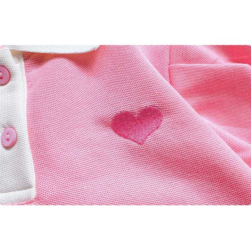 Summer New Girls Princess Dress Solid Color Heart Embroidery Pattern Lapel Collar Dress For 2-12 Years Teen Kids Casual Dress X250528