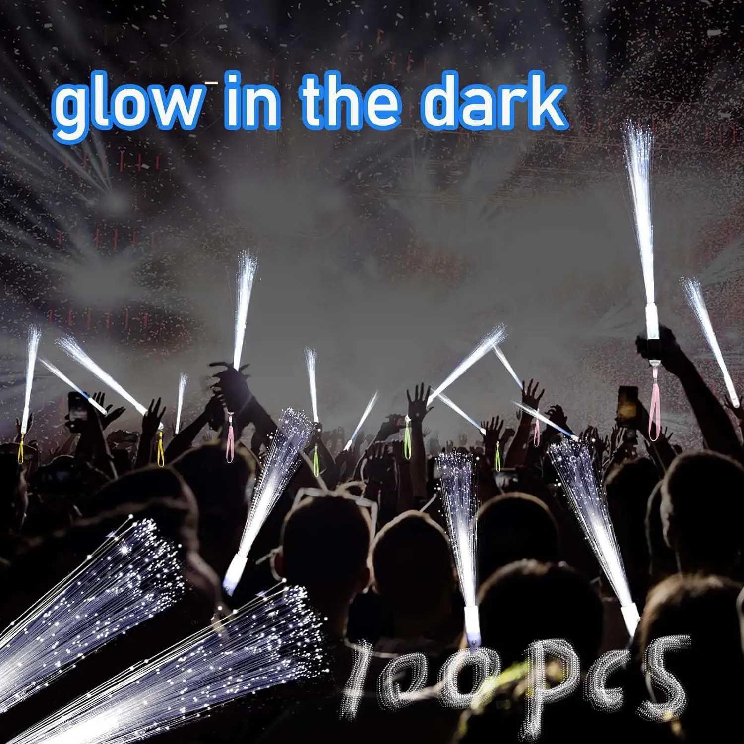 24-100PCS White Glow Sticks 3 Models Wedding Sparklers Fiber Optic Wands Sticks Light up Sticks Led Light Wands Bridal Shower W250528