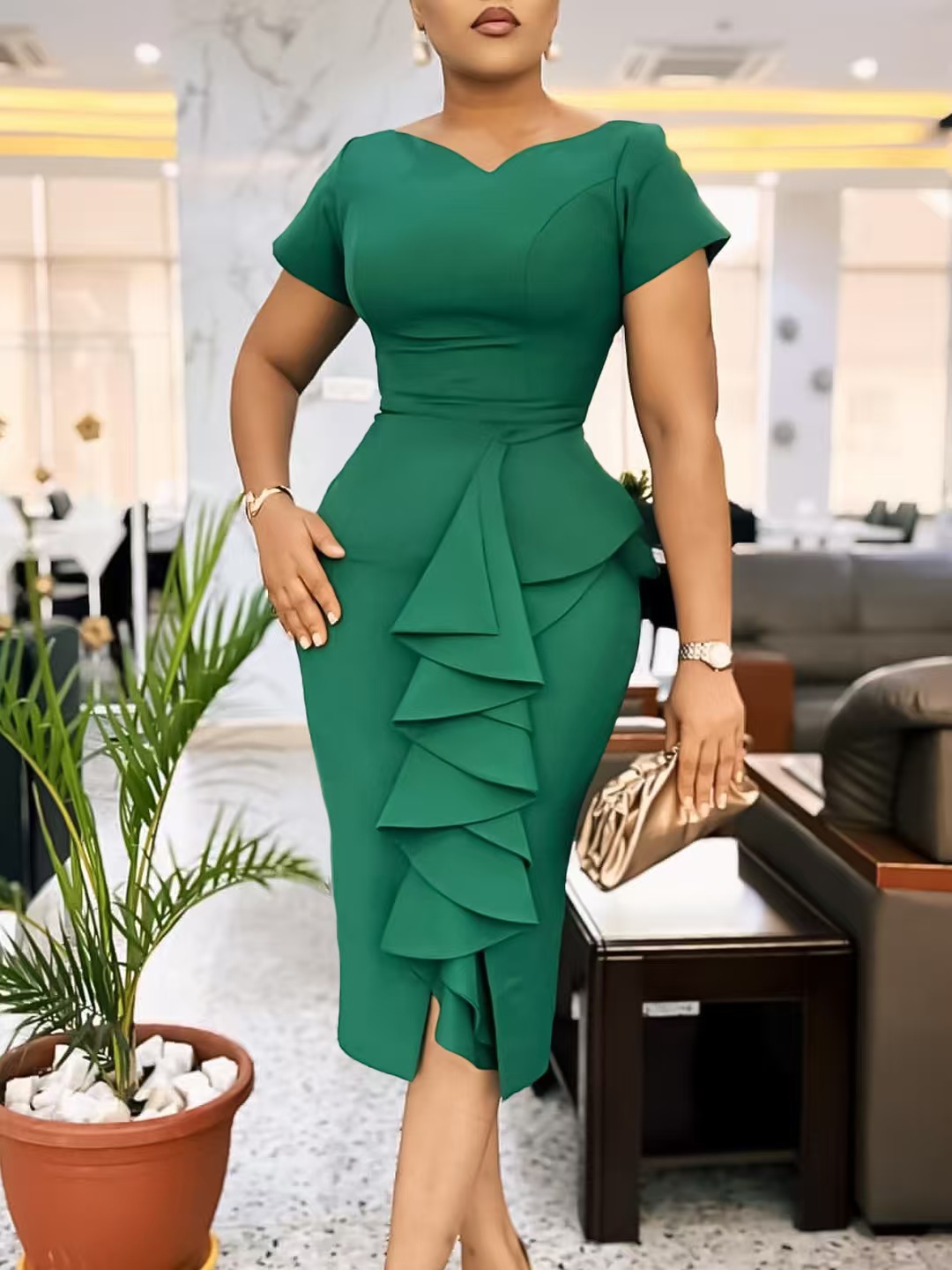 Plus size women's clothing, 2025 new collection dresses, stylish, elegant and charming ruffled dresses Designer Luxury Dresses