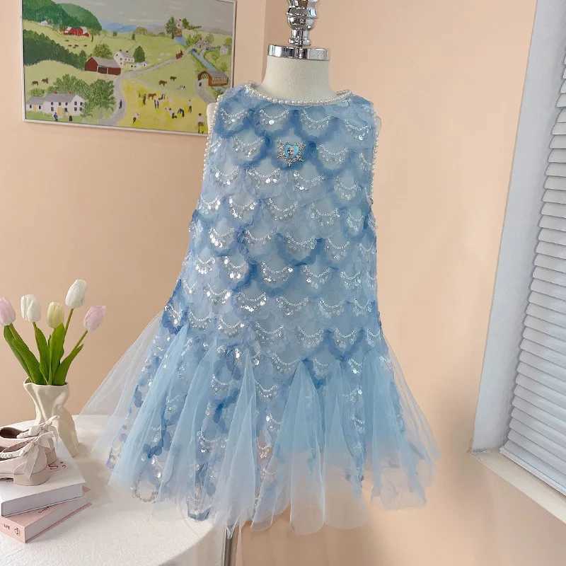 Kids Girl Princess Little Mermaid Costume Fancy Birthday Party Prom Luxury Sequins Pearl Neck Formal Occasion Dresses Carnival X250528