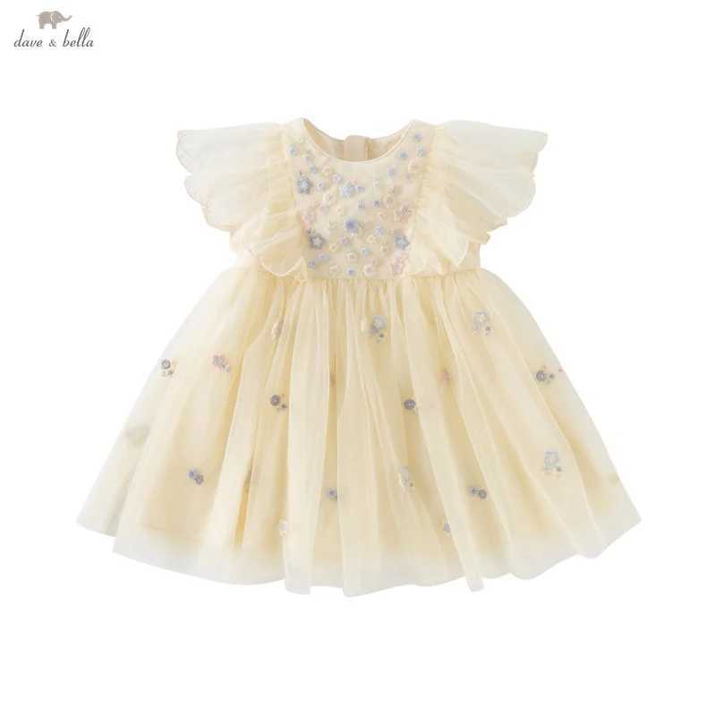 Dave Bella Summer Girls Baby Princess Dress Charm Elegant Cute Mesh Embroidered Floral Dress Party Gentle Outdoor DB2250967 X250528