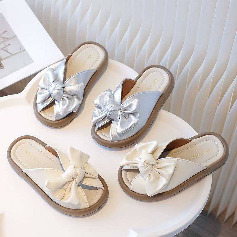 Toddler Girls Slippers Outdoors Big Bow Kids Princess Summer Kidsnest Children Youth Flat Slippers Sizes US5.5C-US3Y K0679