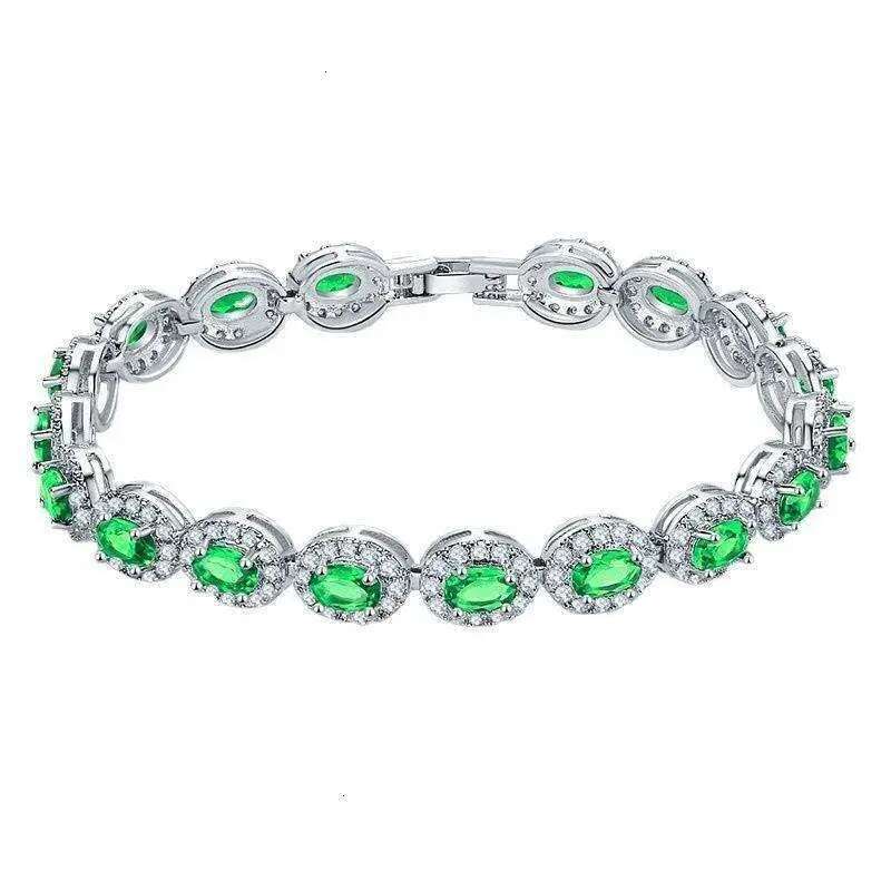 Elliptical Dia Zircon MOXI Copper Plated True Platinum Colorful Women's Bracelet