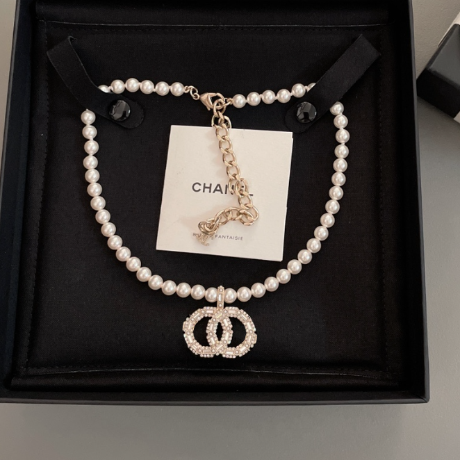 Luxury Jewlery Designer Woman Glod Plated Brass Necklaces Crystal Rhinestone Fashion Double Letters Pendant Necklaces Thanksgiving Day Party Gift