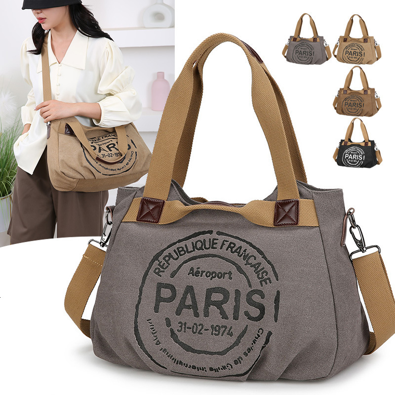 Luxury Brand Designer Bag Handheld Canvas For Women 2024 New Trendy Korean Letter Tote Casual Large Capacity Commuting Bag
