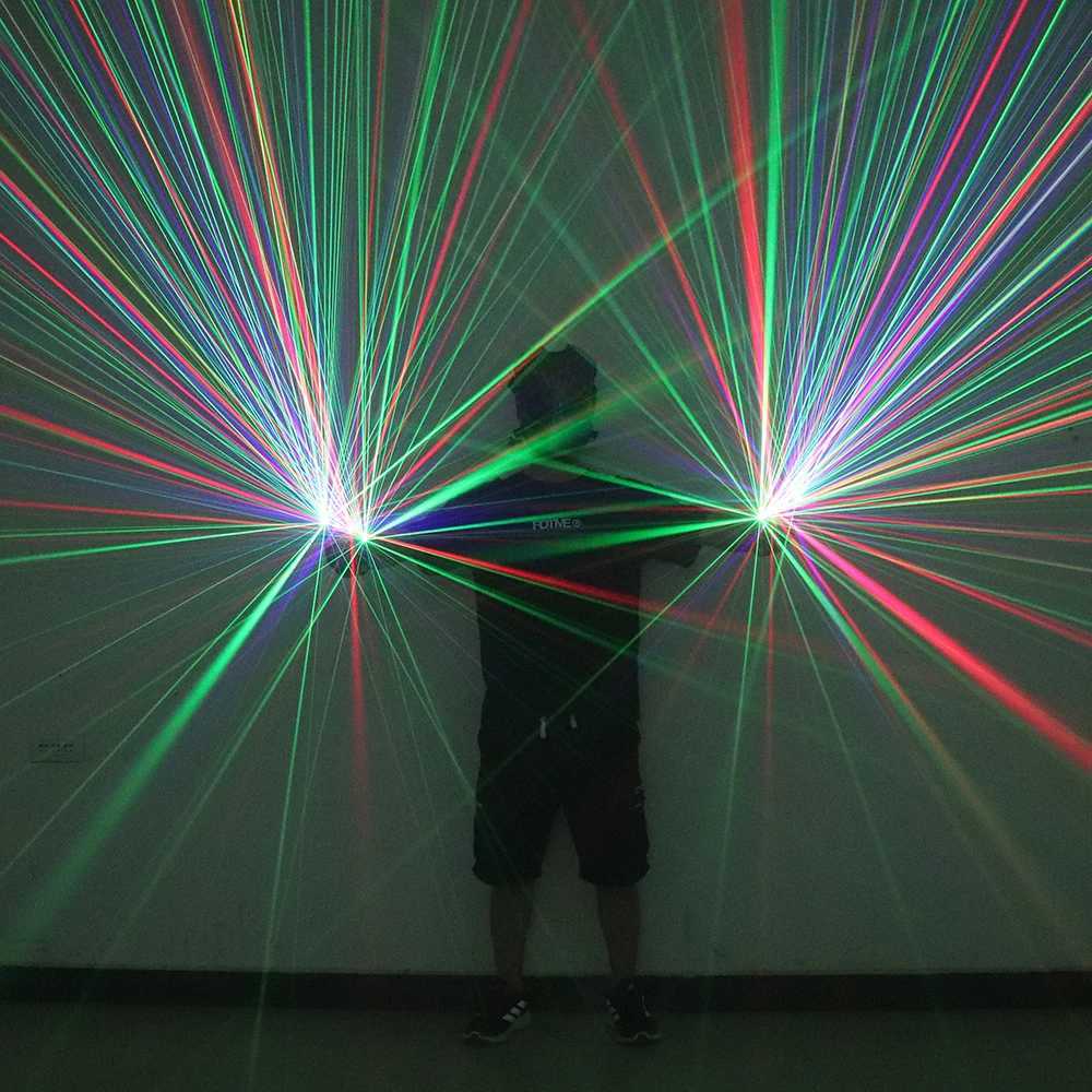 2 in 1 Green Red Blue Laser Gloves Multi-line 4 Heads Beam Light For DJ Disco Christmas Party Nightclub Stage Dancing Show W250528