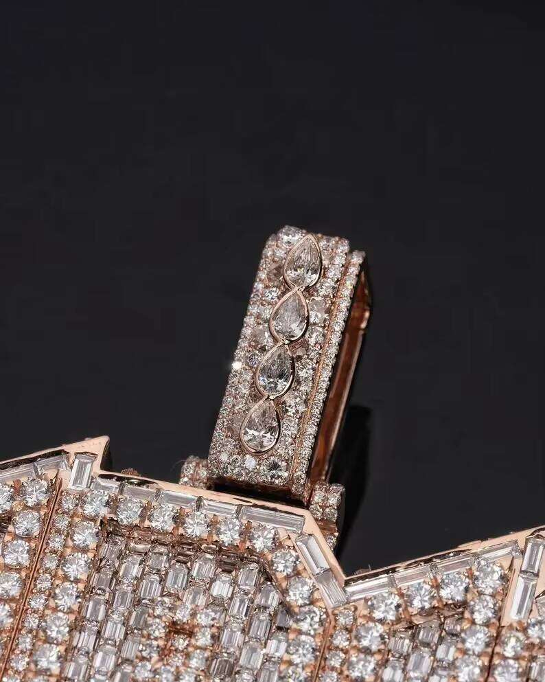 Buss Down Rapper Style Custom Sterling Sier Dia VVS1 Moissanite Iced Out Chain Necklace Pendant