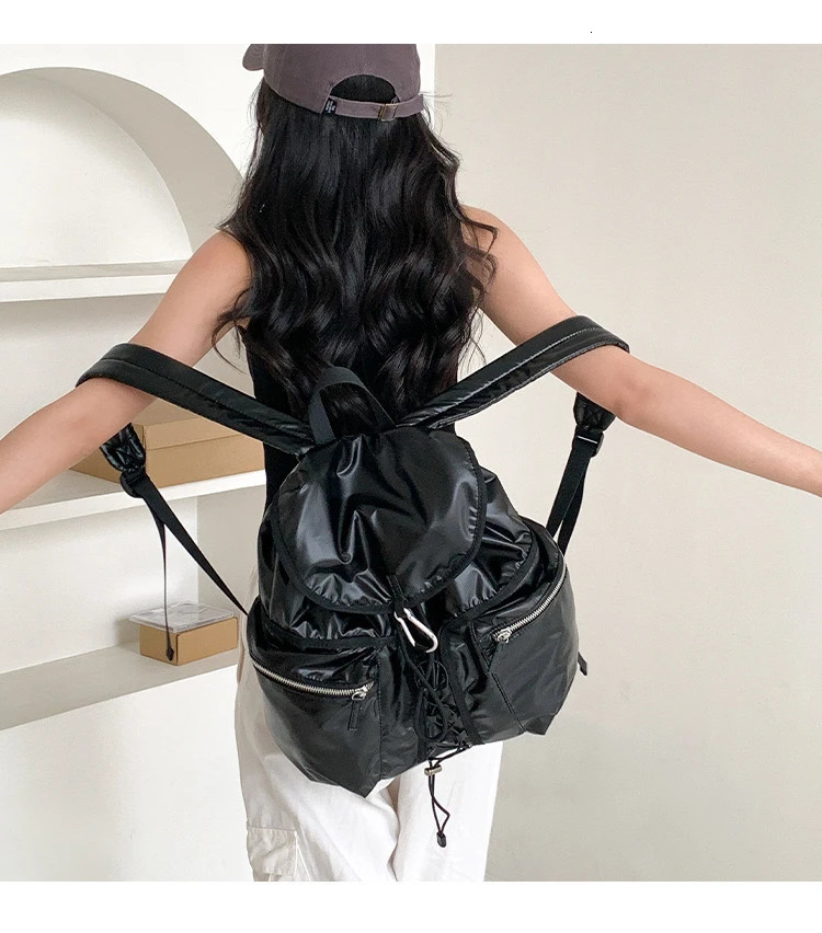 Miyagawa Shoulder Bag for Women Korean Niche Silver College Student Backpack 250527