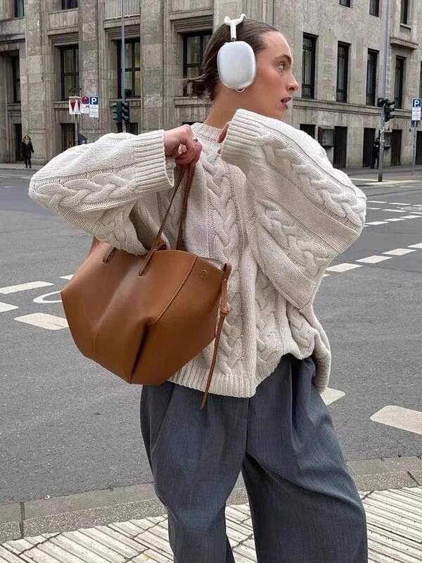 French wings Polin tote retro European and American niche bucket type hand-held armpit large bag