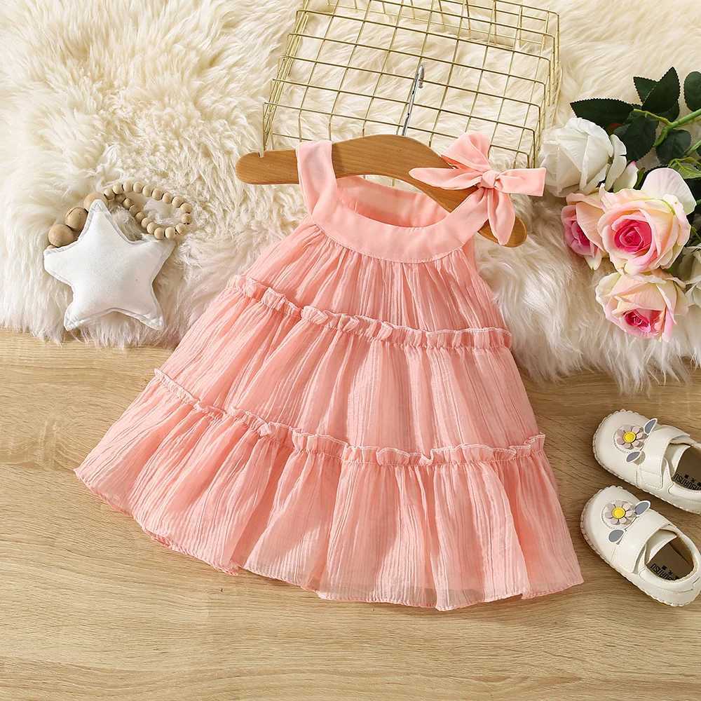 (0-4 Year Old Baby Girl Princess Dress) Summer New Korean Style Sweet Bow ChildrenS Sleeveless Clothes For Birthday Parties X250528