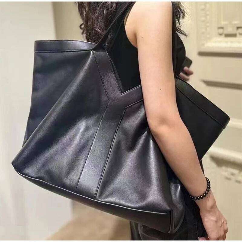 Soft Y Letter Women Shoulder New Genuine Leather Fashion Large Capacity Tote High-end Casual Commuting Brand Bag