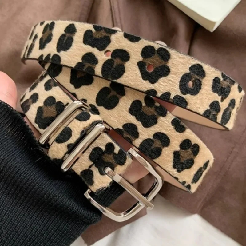 Y2K Leopard Print Belt Snake Skin Pattern PU Leather Belts Jeans Pin Buckle Closure Waistband Men Women Adjustable Cool Belt 250527