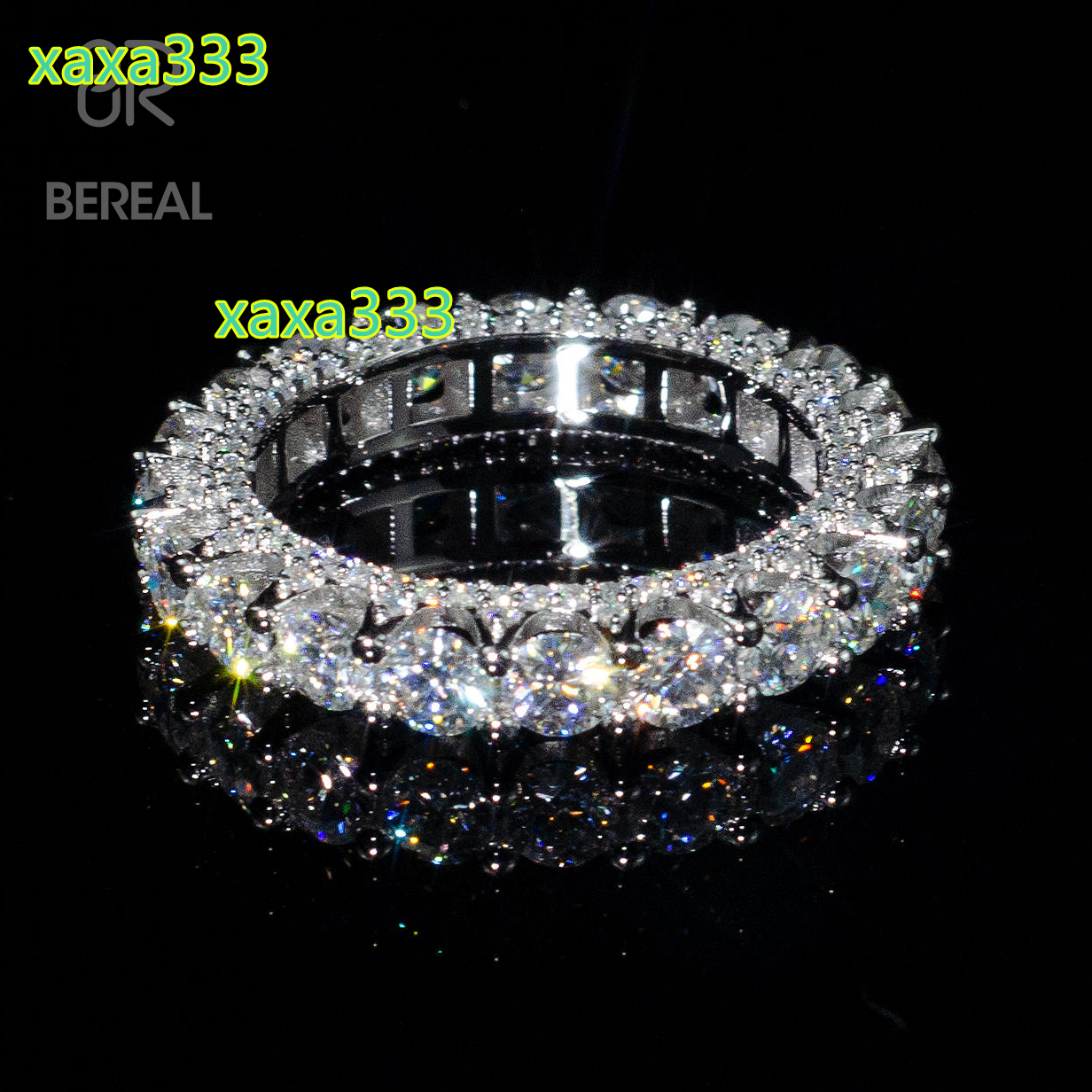 Wholesale Real 10K 14K 18K Solid Gold Moissanite Eternity Engagement Band Ring Iced Out Vvs Lab Grown Diamond Wedding Ring