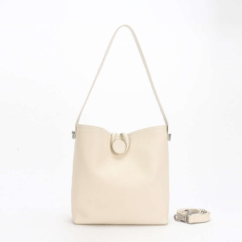 2023 Spring New Top Layer Cowhide Tote Simple Large Capacity Mother-Daughter Fashion Underarm Crossbody Bucket Bag
