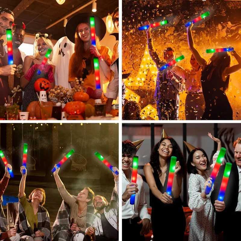 100 PCS Foam Glow Sticks Party Favors Bulk LED Foam Light Up Sticks with 3 Modes Color Flashing Glow Party Supplies for Women W250528