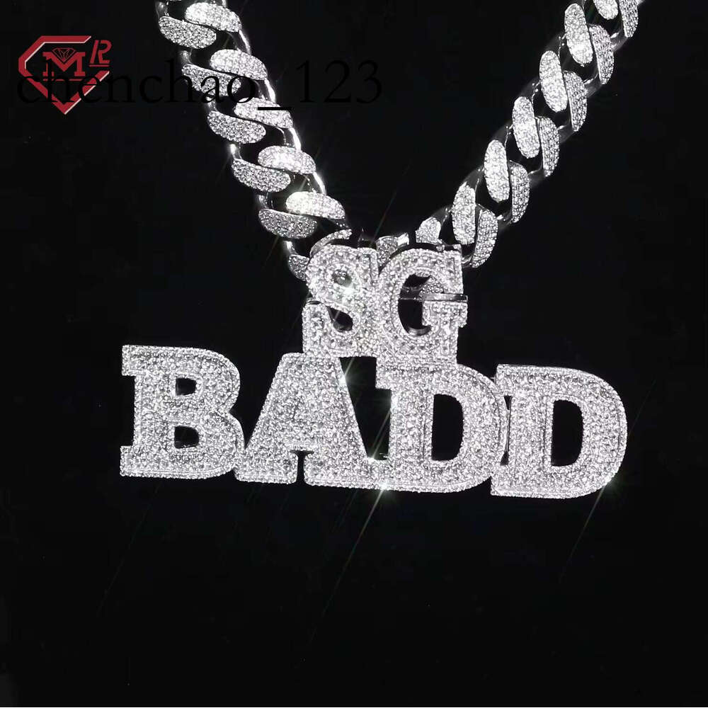Hiphop VVS Iced out Moissanite Pendant Custom Letter Sterling Sier Charm