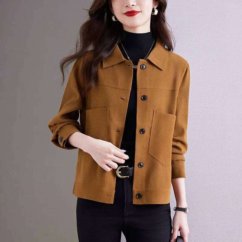 Women's Wear Casual Short Jacket Women's Spring Autumn New Style Turn-Down Collar Thin Model Popular Top Ladies' Outerwear Coat