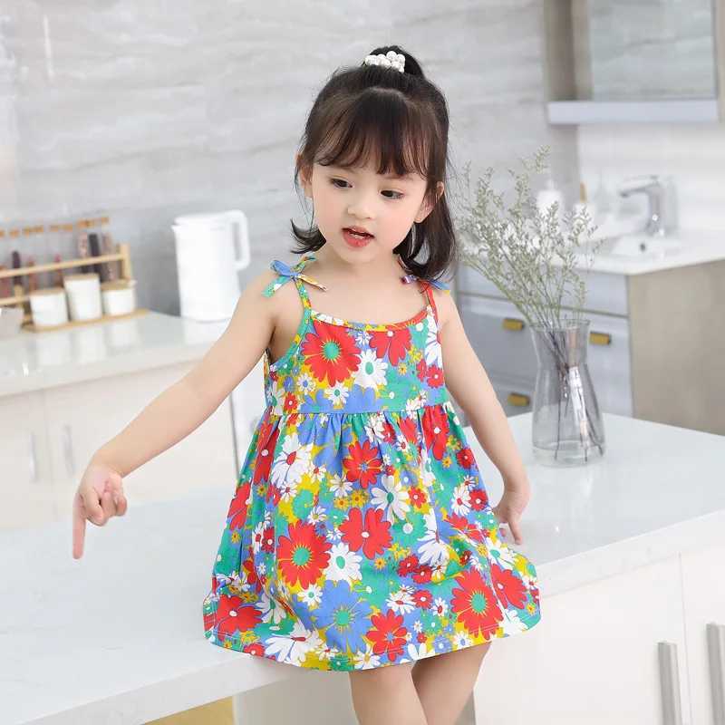 Summer Cute Girls Dress kids Girl Clothes Sleeveless Suspender Childrens Clothing Princess Print Cotton Casual Dresses X250528