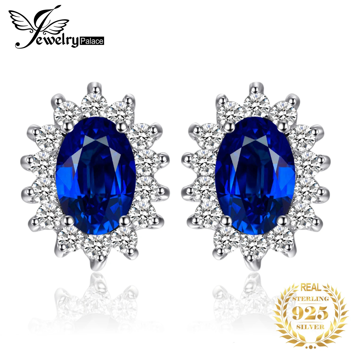 Jewelry Created Blue Sapphire Ruby 925 Sterling Silver Stud Earrings Natural Amethyst Garnet Peridot Topaz Princess Diana 250519