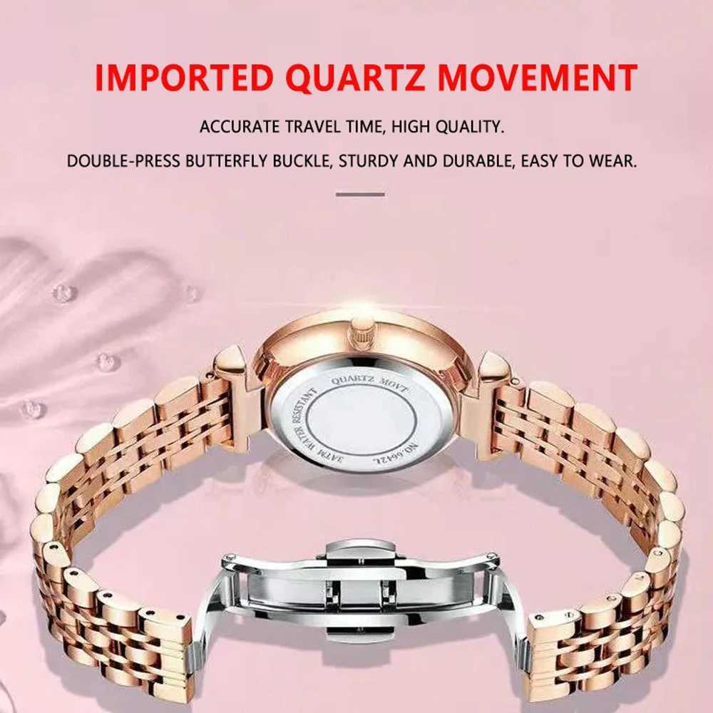 POEDAGAR Watch Women New Fashion Luxury Stainless Steel Wristwatch Bracelet Simple Rose Gold Waterproof Luminous Ladies Watches XJ250527