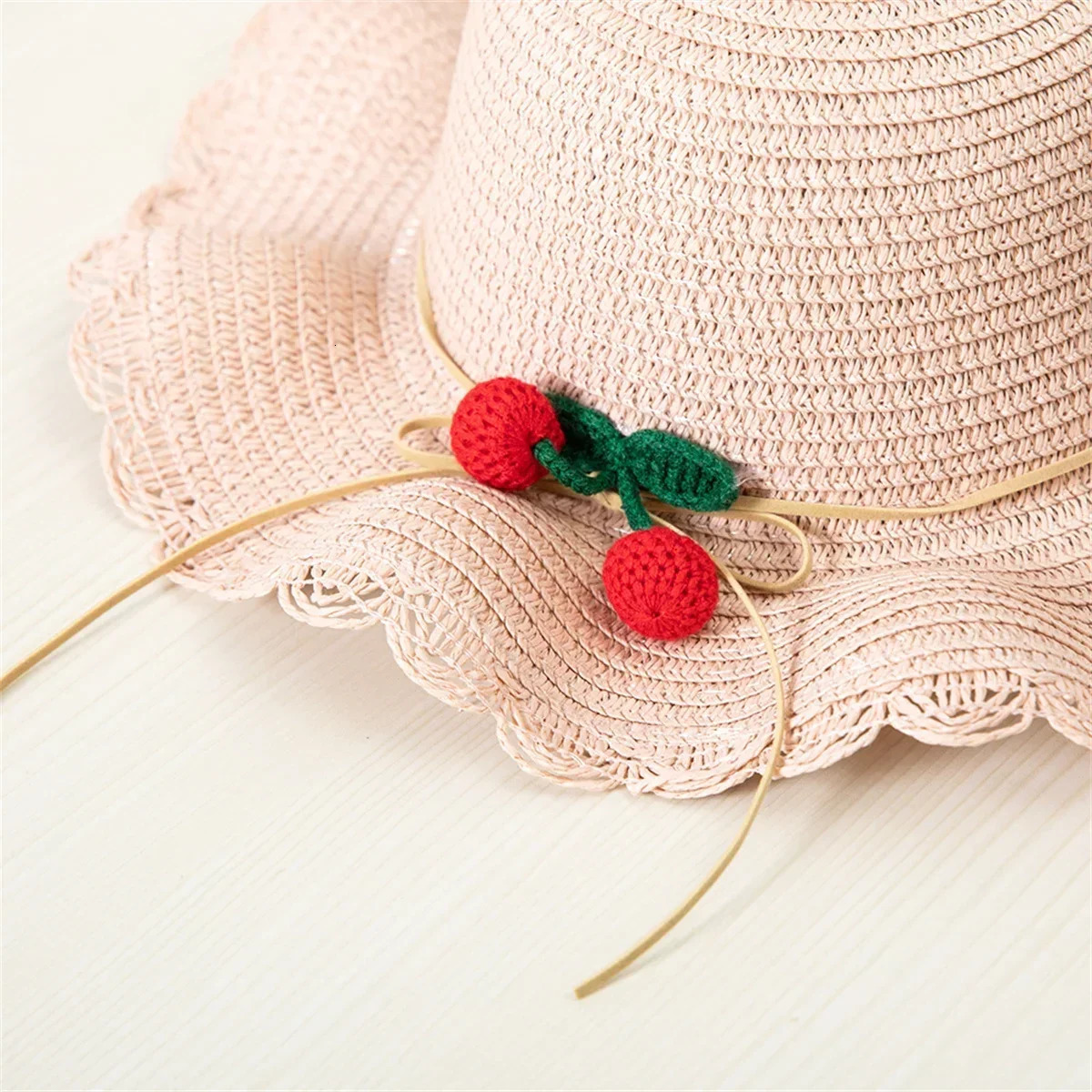 Girl Straw Hat Cherry Fisherman Hat And Bag Set 1 set Hat and bag Childrens Sun Protection Princess Beach Sun Hat Baby 250527