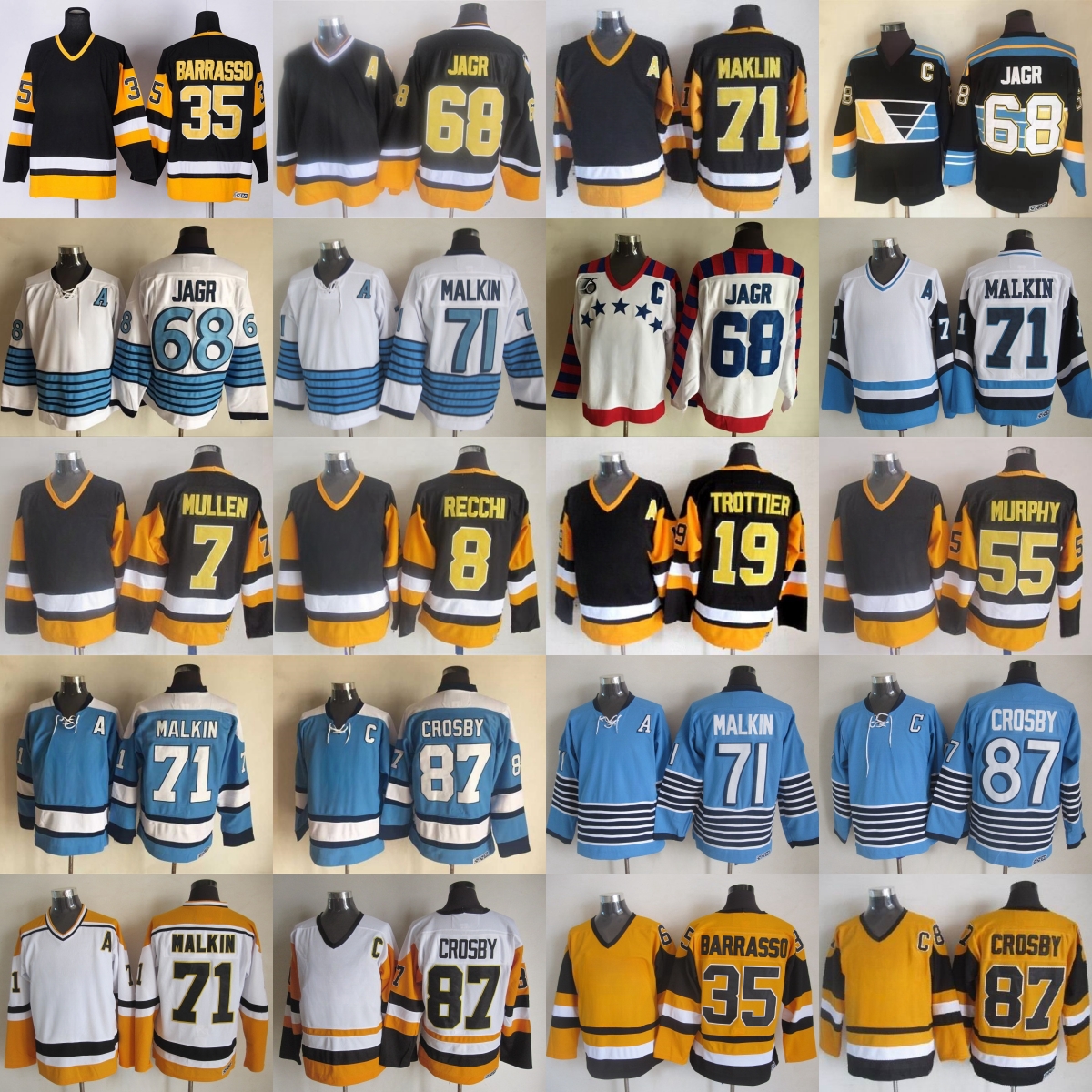 1967 VintageCCM Hockey 71 EvgeniMalkin Jersey Throwback Embroidery 35 TomBarrasso 87 SidneyCrosby Jerseys Ice Sport Classic Retro