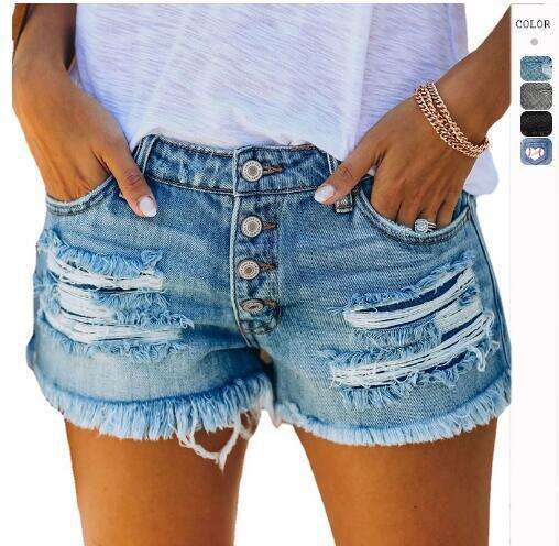 Shorts Women Denim Shorts Fashion Trend Summer New Ripped Fringe Denim Shorts Women Hot Pants Jean Shorts