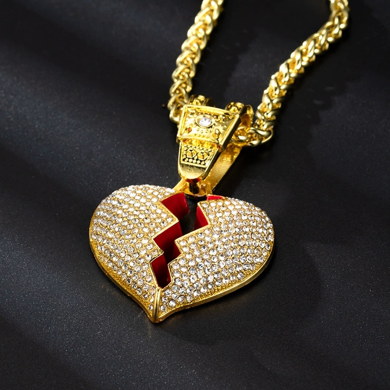 Classic Cuban Link Necklace with Heart-Shaped Elements - Versatile Accessory