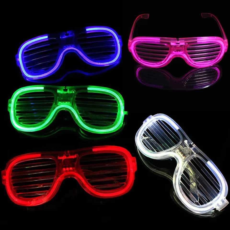 Wholesale Party Supplies Props LED Light Up Glasses Christmas Halloween Party Shutter Shades Glow Glasses LED Party Sunglasses W250528