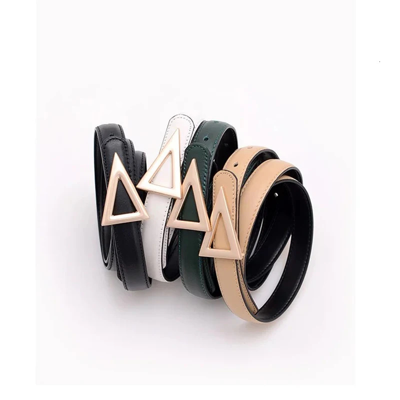 Fashion Women Belts for Jeans Dress Skinny Waist Belt Gold Triangle Buckle Thin Belts for Ladies Waistband 250527