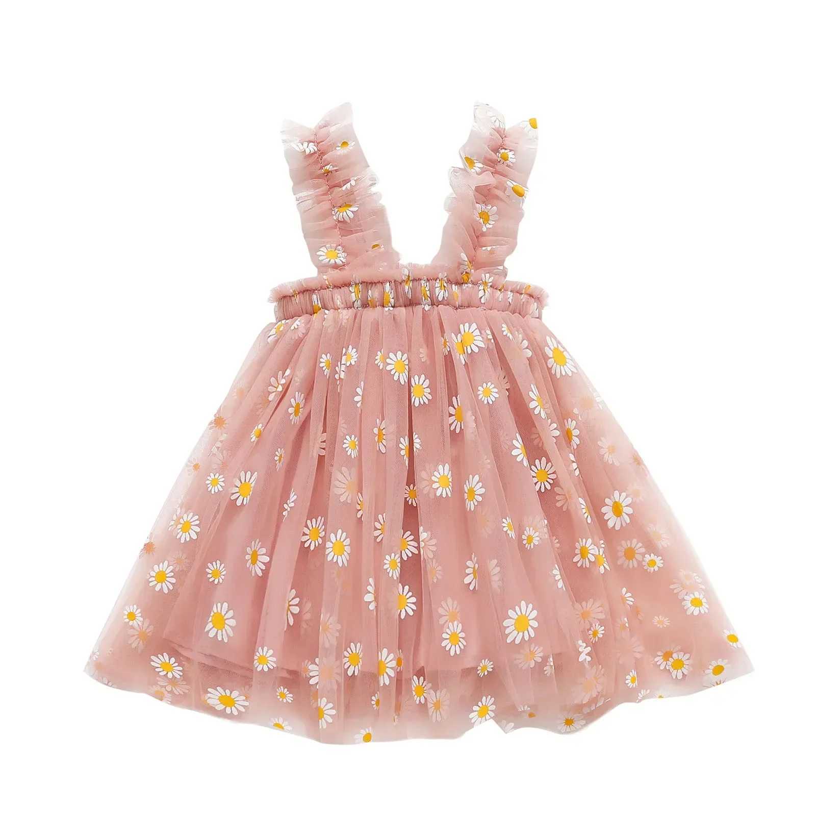 Summer Baby Girls Tulle Dress Daisy Floral Kid Birthday Party Dress Sleeveless Sling Toddler Girl Casual Clothing Princess Dress X250528