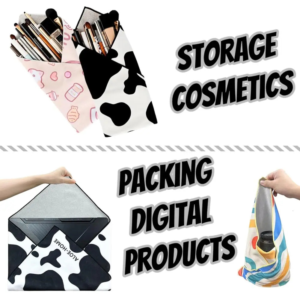 Magic Self-Adhesive Cloth Open Lay Flat Makeup Bag Portable Cosmetic Bag Travel Makeup Bag Multi-functional Self-Adhesive Cloth 250527