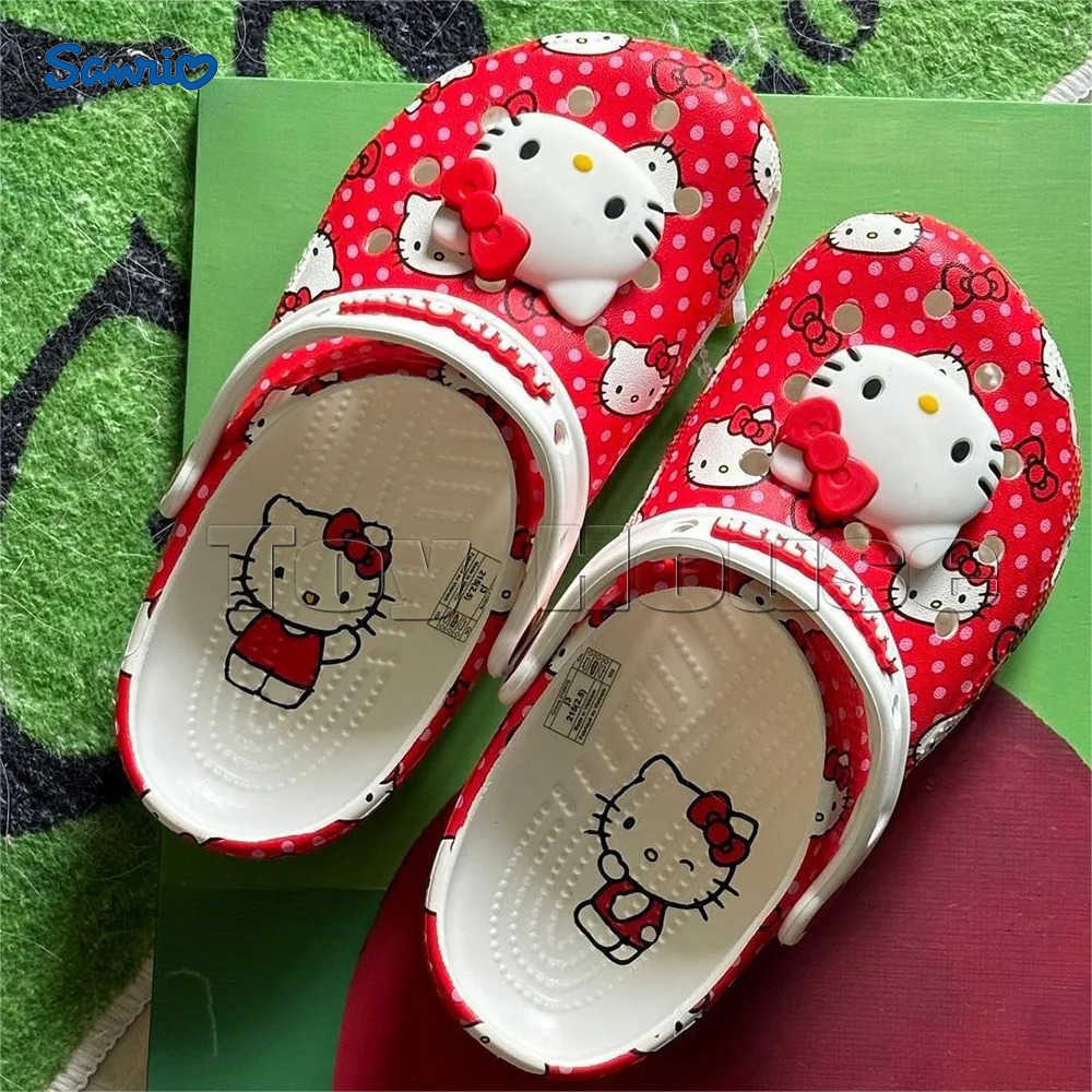Sanrio Hello Kitty Kawaii Sanrio Hole Sandals Slippers Kawaii Eva Anime Home Beach Shoes Summer Slippers Adult Kids Xmas Gift w250528